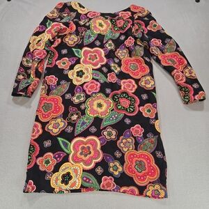 Nipon Boutique Vintage Silk Floral Dress Psychedelic Print Korea